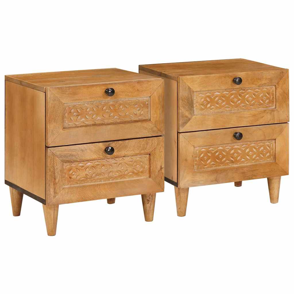 Nattbord med skuff 2 pcs Lysebrun 40 x 33 x 46 cm heltre mango
