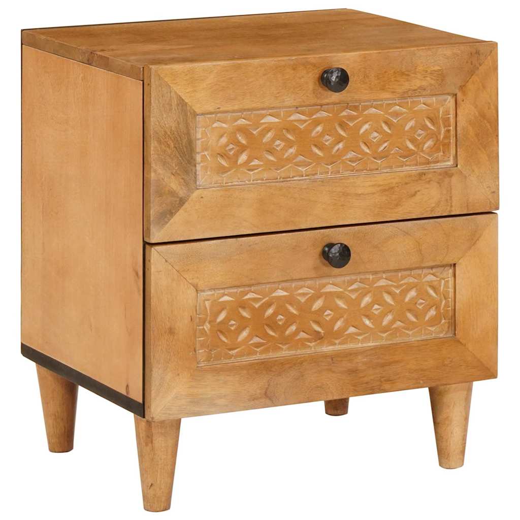 Nattbord med skuff 2 pcs Lysebrun 40 x 33 x 46 cm heltre mango
