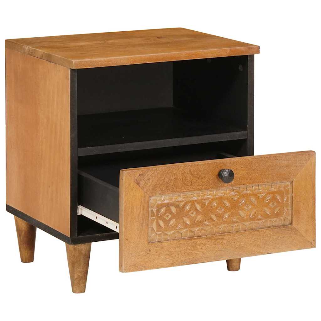 Nattbord med skuff 2 pcs Lysebrun 40 x 33 x 46 cm heltre mango
