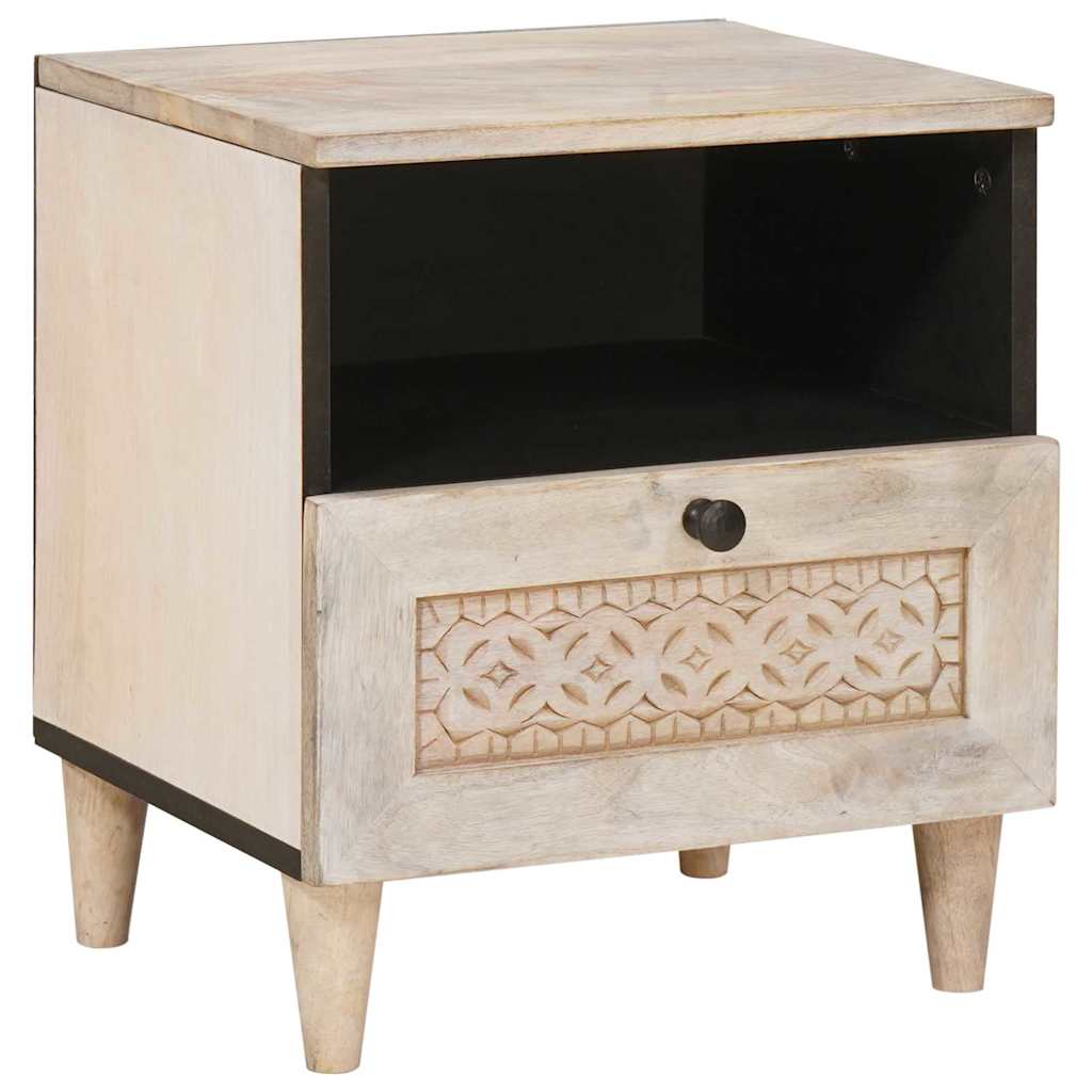 Nattbord med skuff Beige 40 x 33 x 46 cm heltre mango