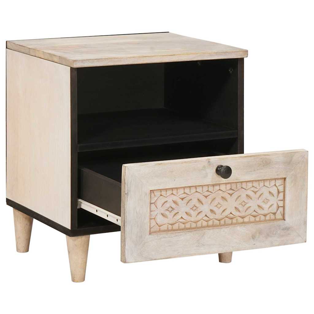 Nattbord med skuff Beige 40 x 33 x 46 cm heltre mango