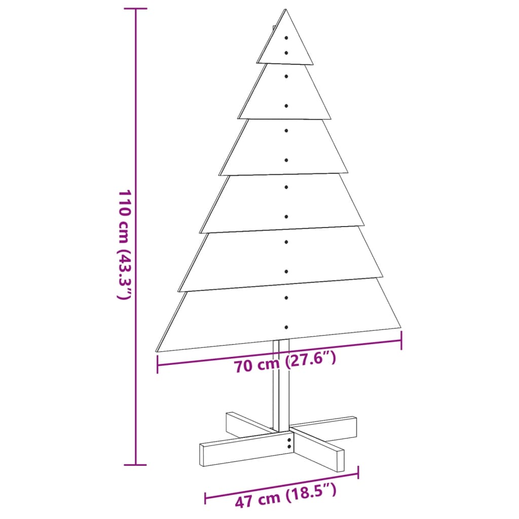 Juletre av tre til pynt 110 cm heltre