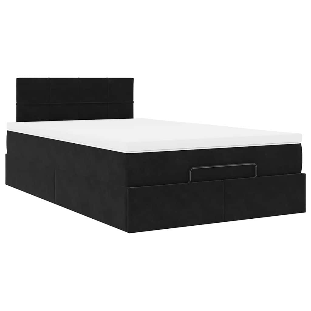 Ottoman sengeramme med madrass svart 120x200cm fløyel