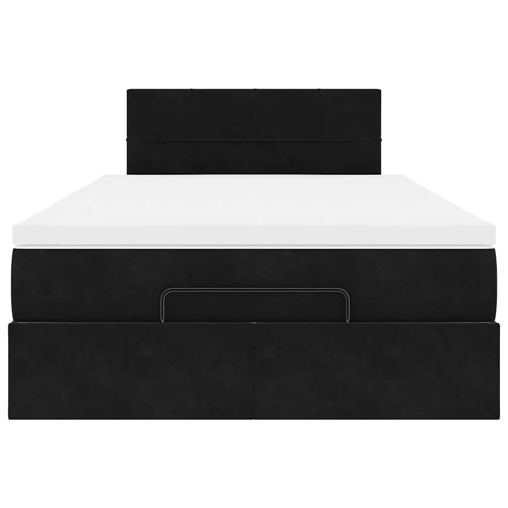 Ottoman sengeramme med madrass svart 120x200cm fløyel