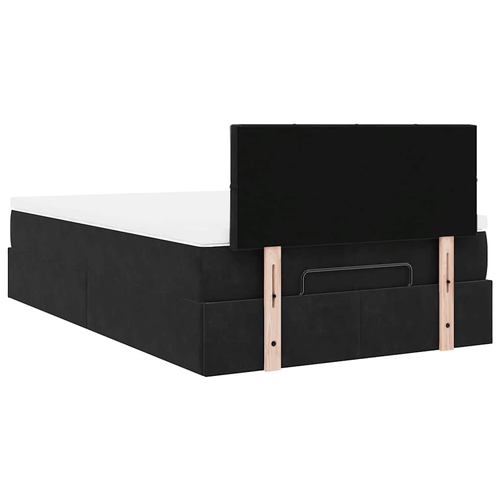 Ottoman sengeramme med madrass svart 120x200cm fløyel