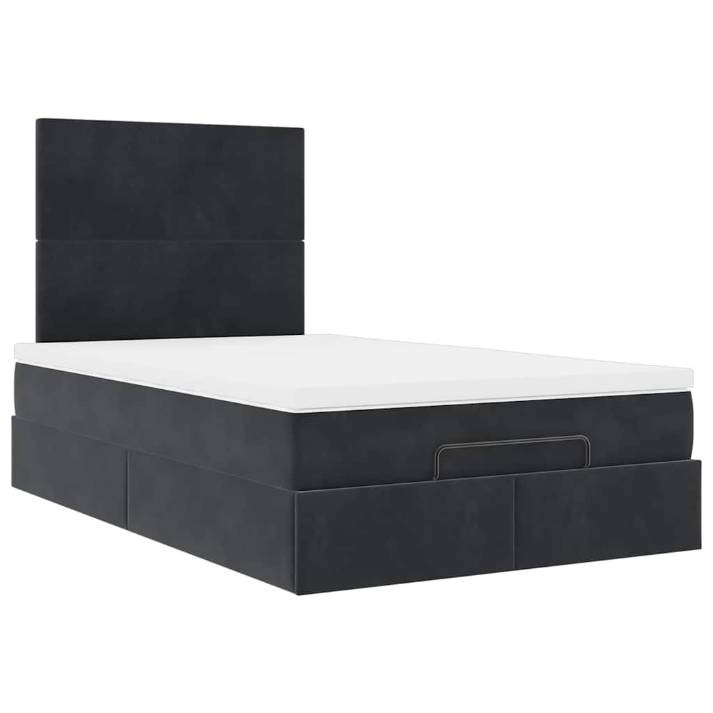 Ottoman sengeramme med madrasser svart 120x200cm fløyel