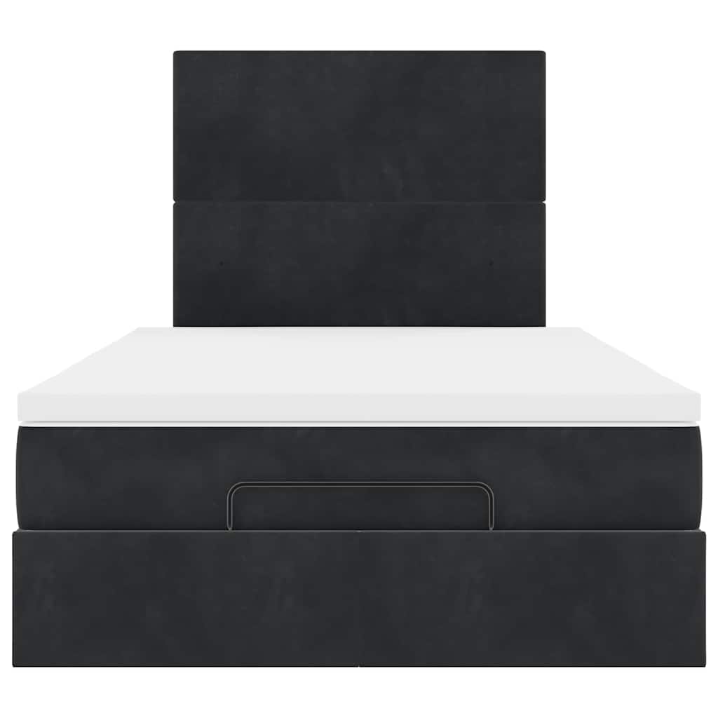 Ottoman sengeramme med madrasser svart 120x200cm fløyel