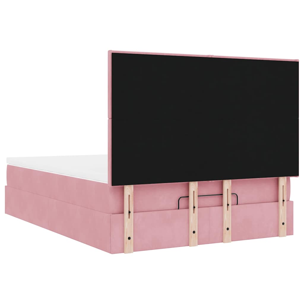 Ottoman sengeramme med madrasser rosa 140x200cm fløyel