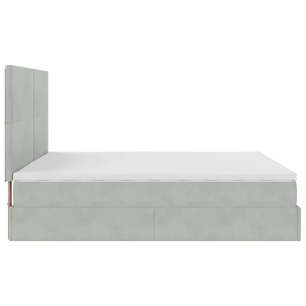Ottoman sengeramme med madrasser lysegrå 160x200cm fløyel