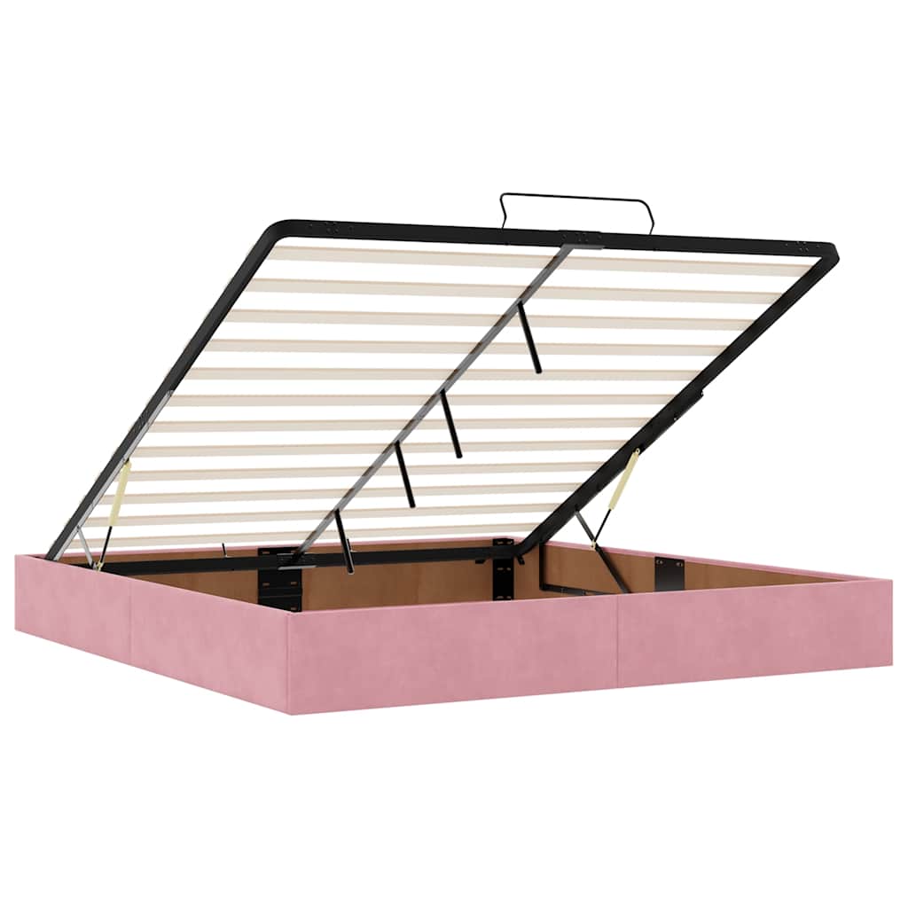 Ottoman sengeramme med madrasser rosa 180x200cm fløyel