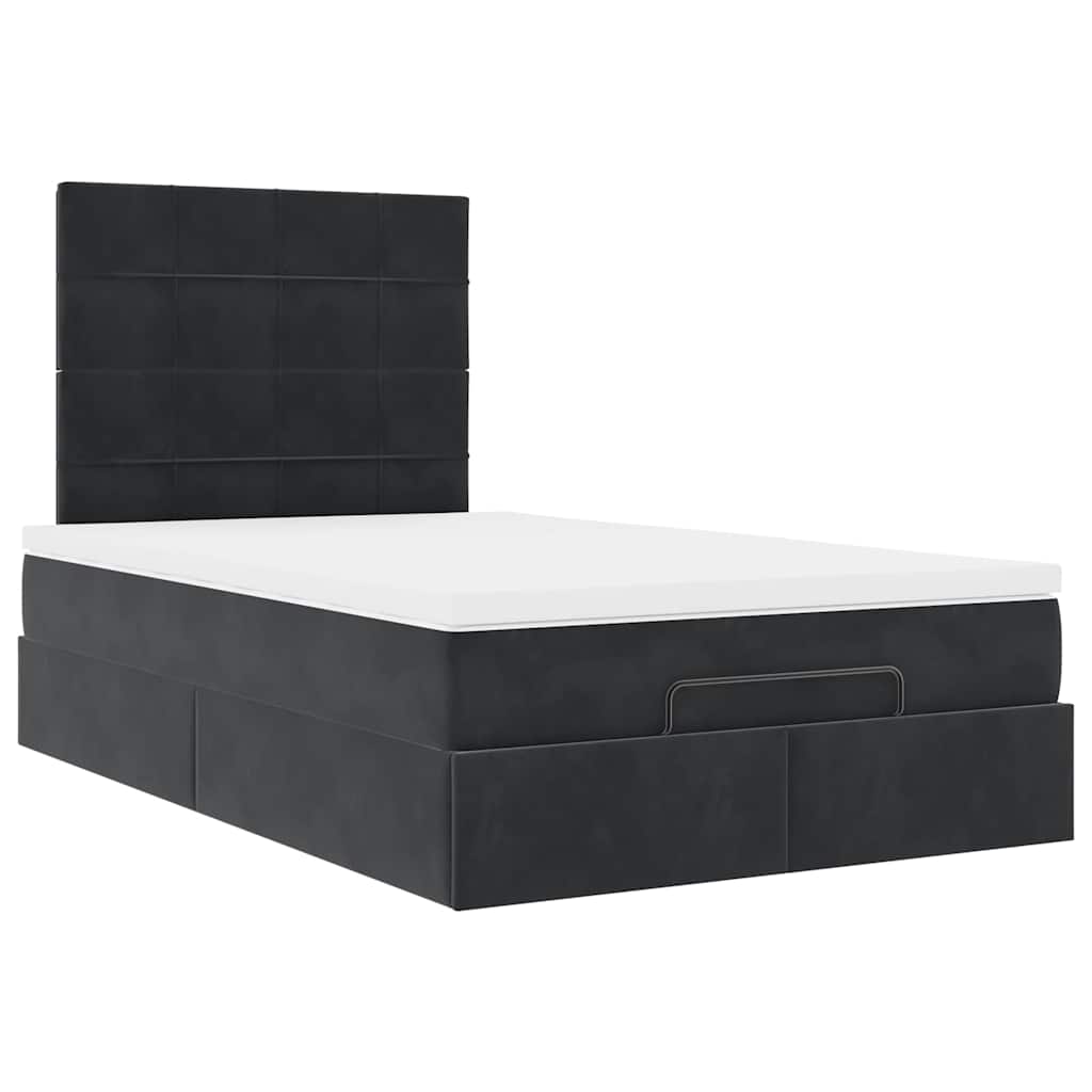 Ottoman sengeramme med madrasser svart 120x200cm fløyel