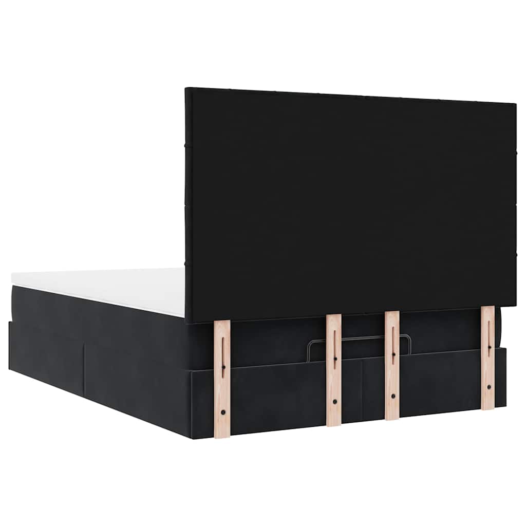 Ottoman sengeramme med madrasser svart 140x190cm fløyel