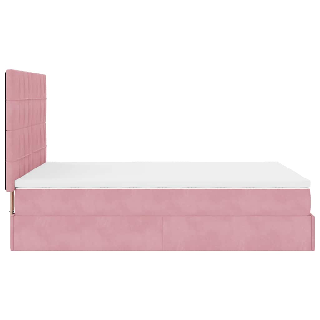 Ottoman sengeramme med madrasser rosa 140x200cm fløyel