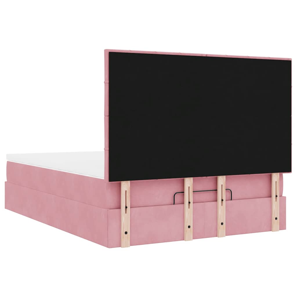Ottoman sengeramme med madrasser rosa 140x200cm fløyel