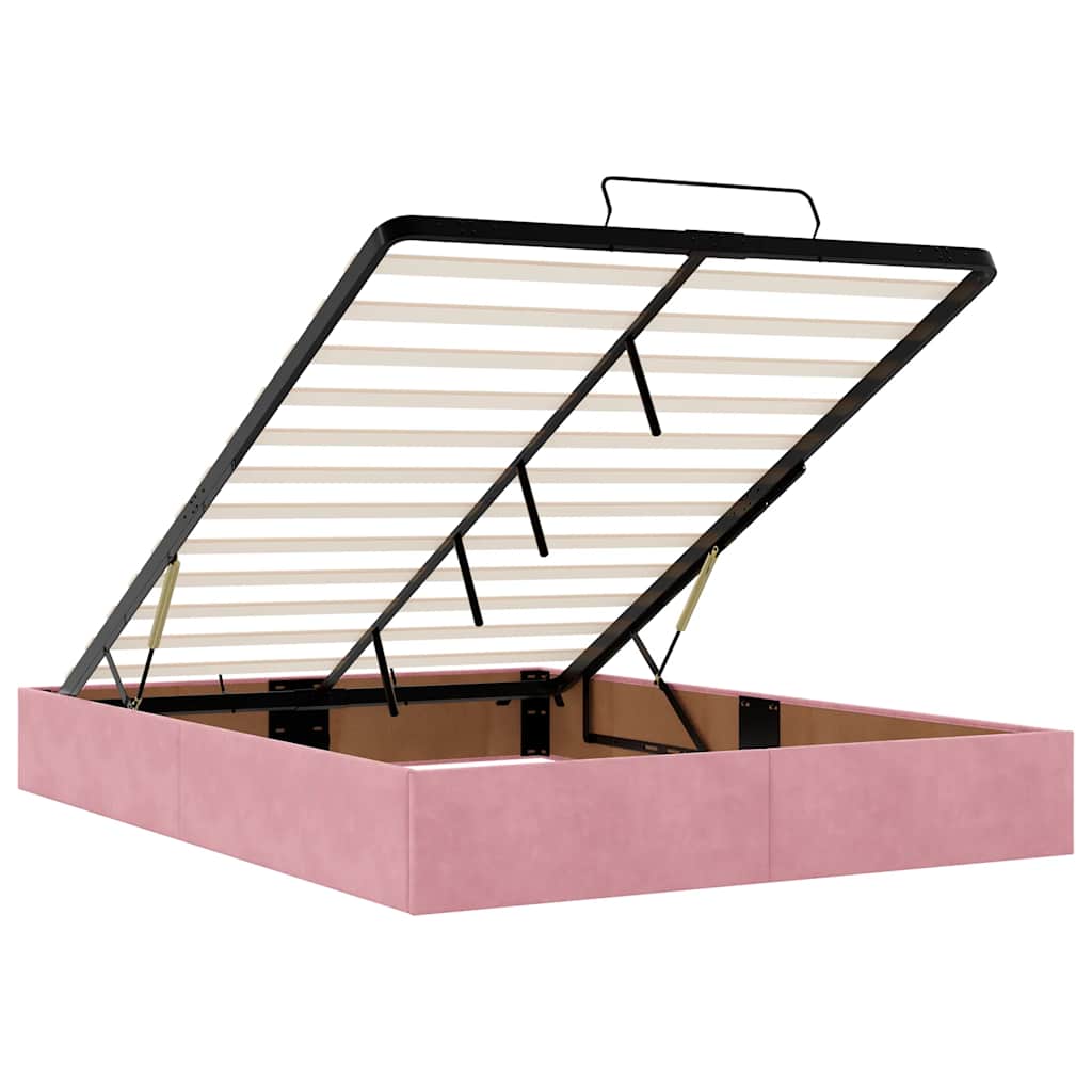 Ottoman sengeramme med madrasser rosa 140x200cm fløyel