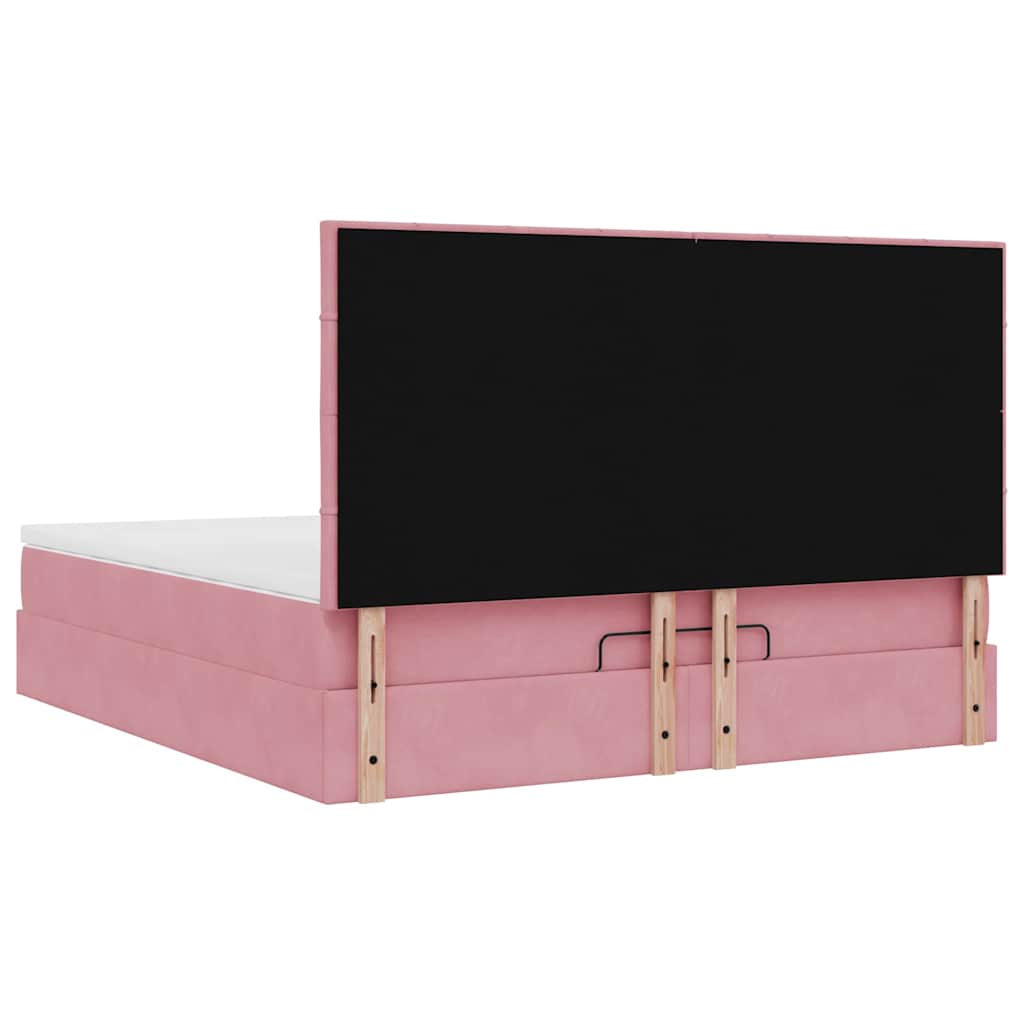 Ottoman sengeramme med madrasser rosa 160x200cm fløyel