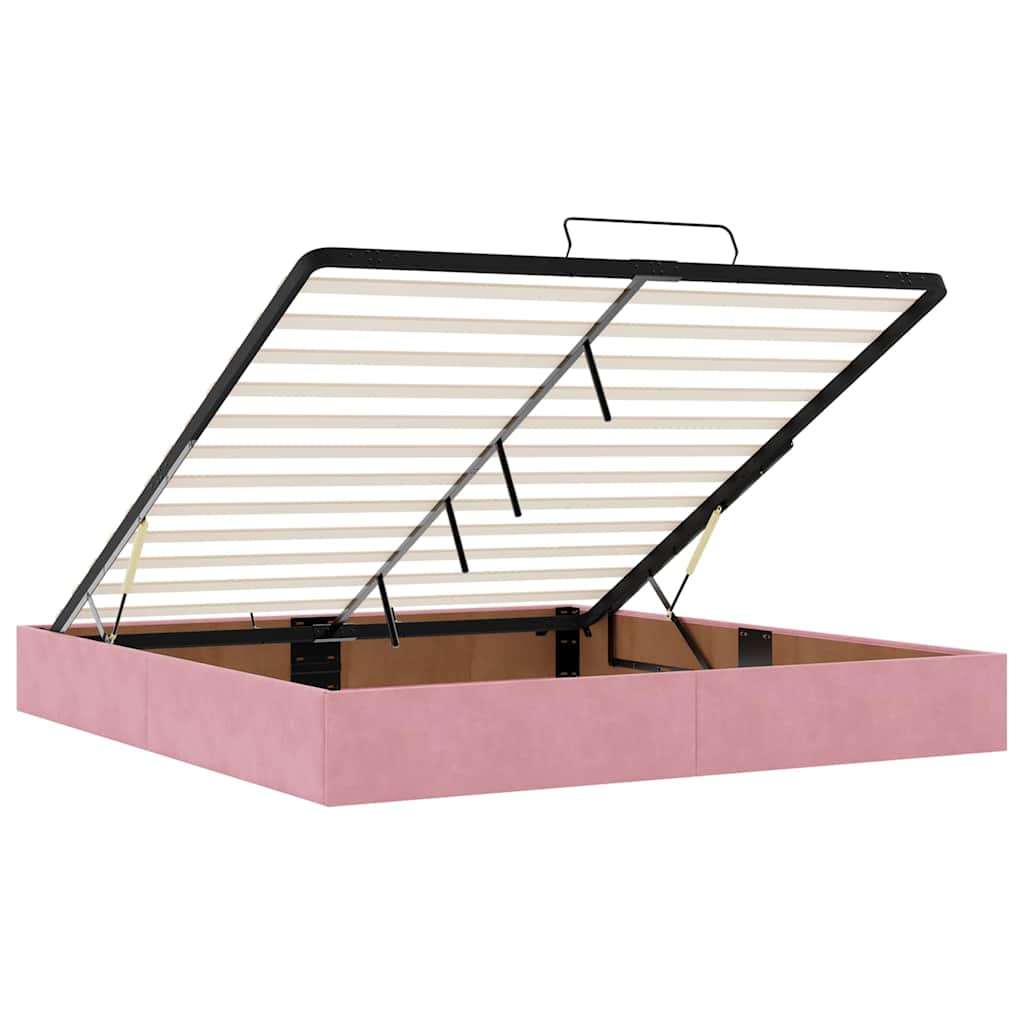Ottoman sengeramme med madrasser rosa 160x200cm fløyel