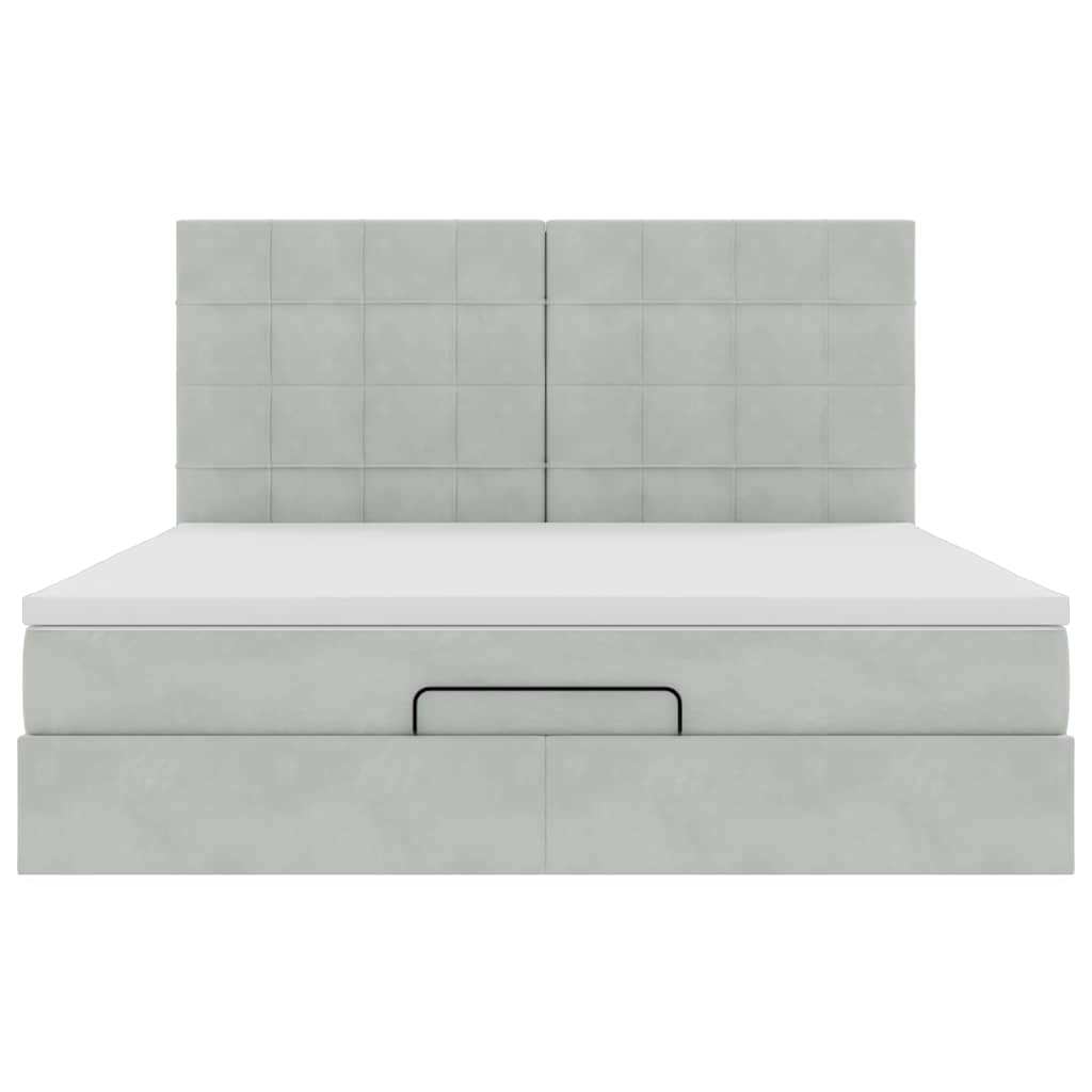 Ottoman sengeramme med madrasser lysegrå 180x200cm fløyel