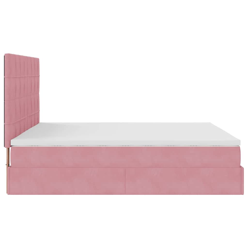 Ottoman sengeramme med madrasser rosa 180x200cm fløyel