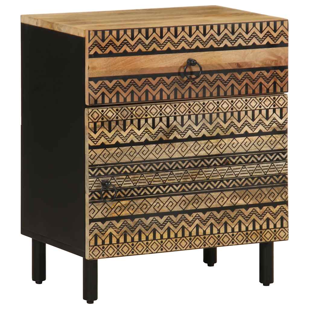Nattbord svart 50x33x60 cm grovt heltre mangotre