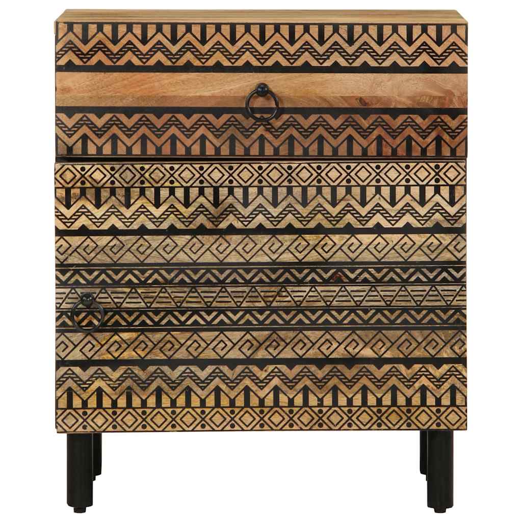 Nattbord svart 50x33x60 cm grovt heltre mangotre