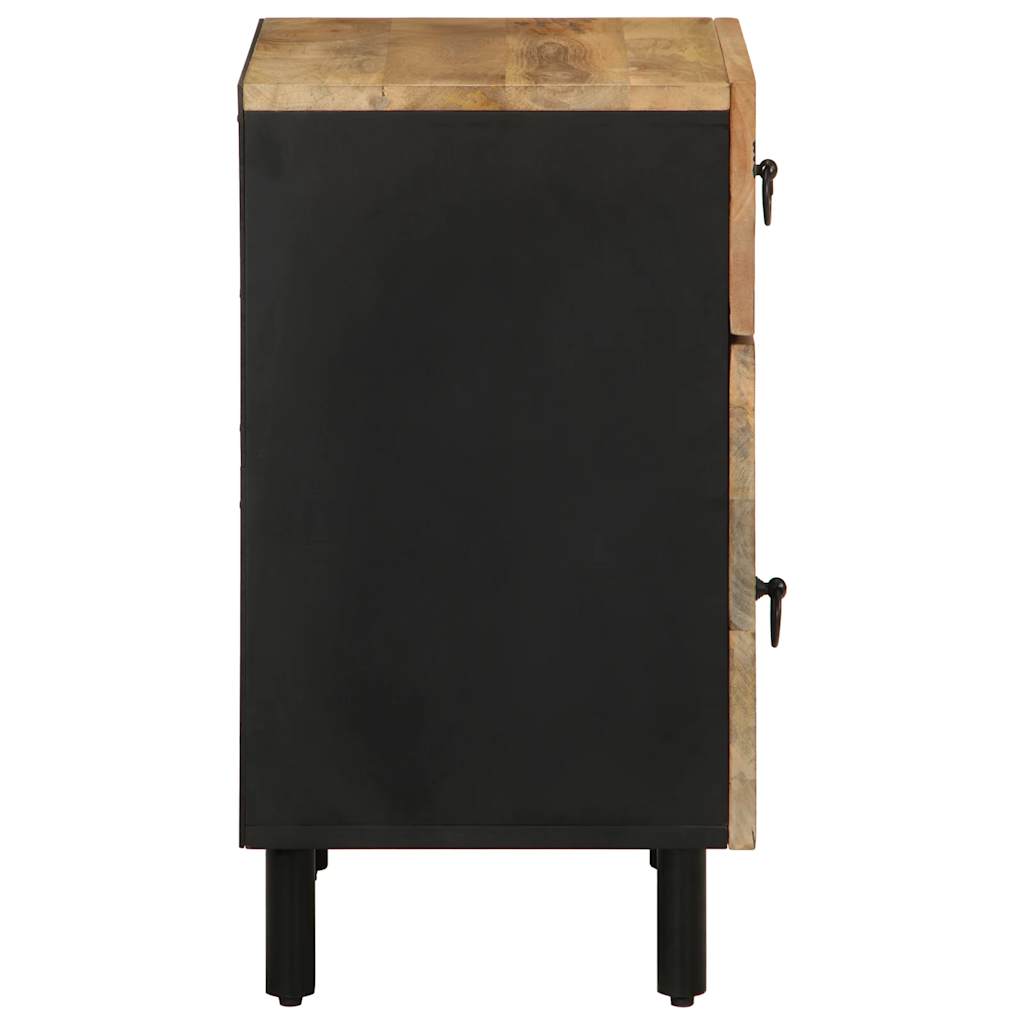 Nattbord svart 50x33x60 cm grovt heltre mangotre
