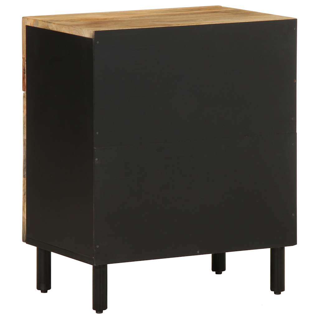 Nattbord svart 50x33x60 cm grovt heltre mangotre