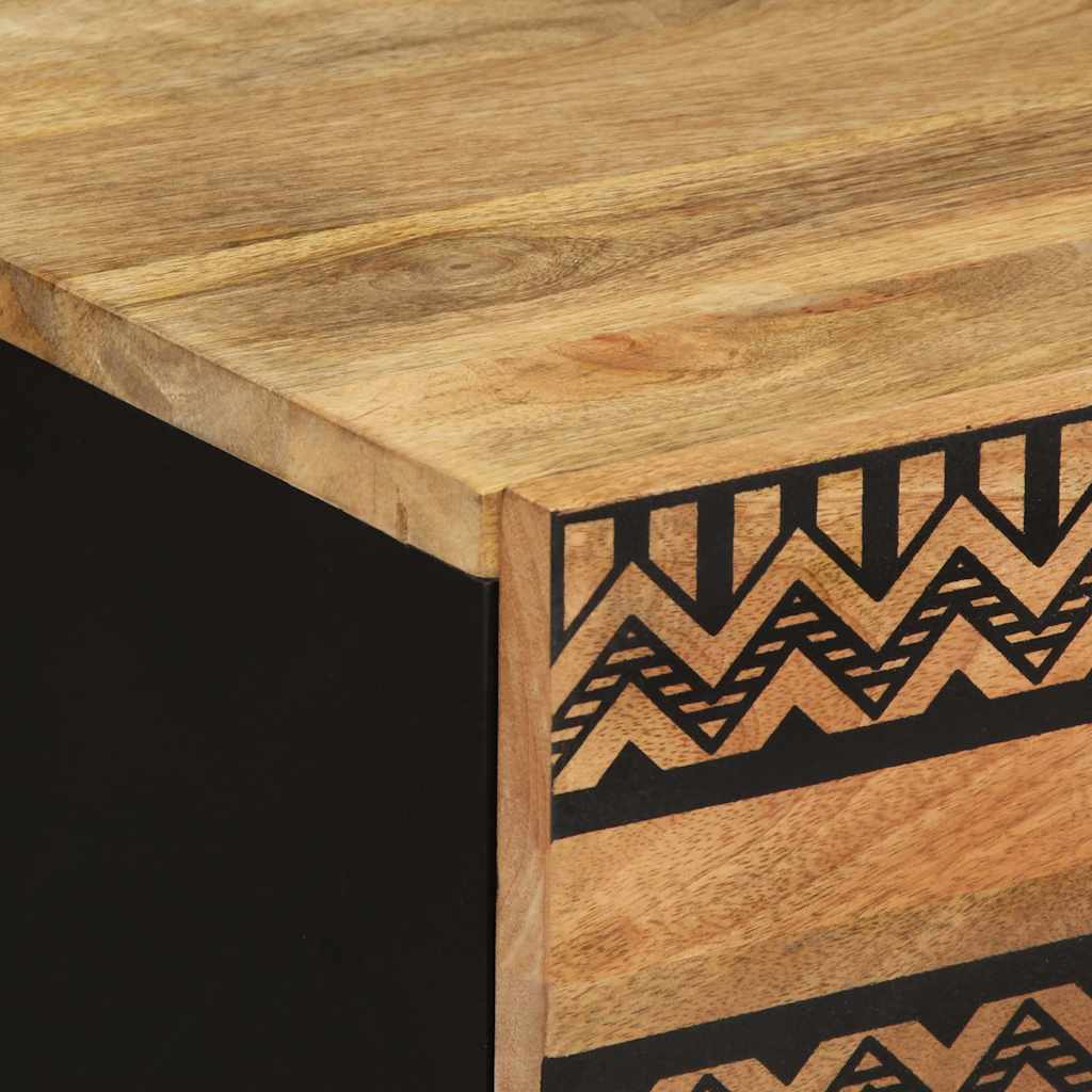 Nattbord svart 50x33x60 cm grovt heltre mangotre