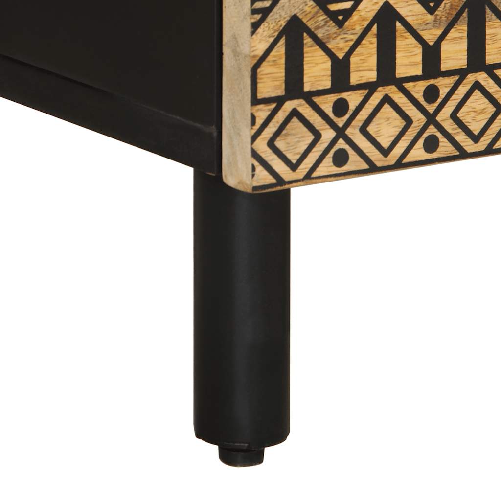 Nattbord svart 50x33x60 cm grovt heltre mangotre