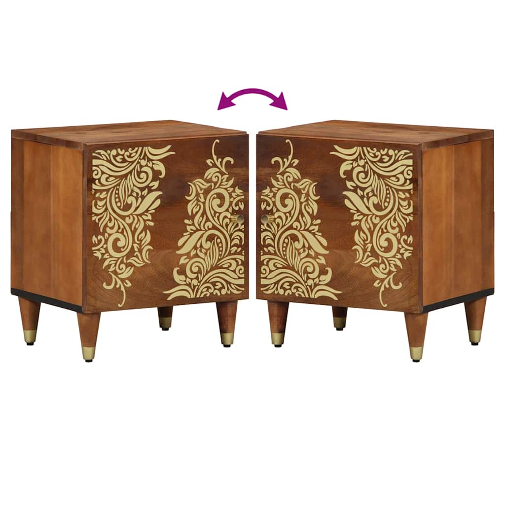 Nattbordskap honningbrun 40 x 33 x 46 cm heltre mango