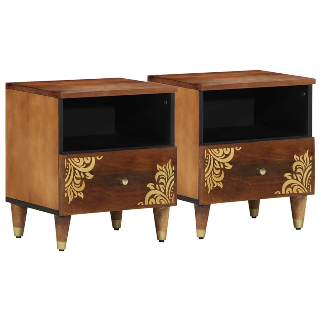 Nattbordskap 2 pcs honningbrun 40 x 33 x 46 cm heltre mango
