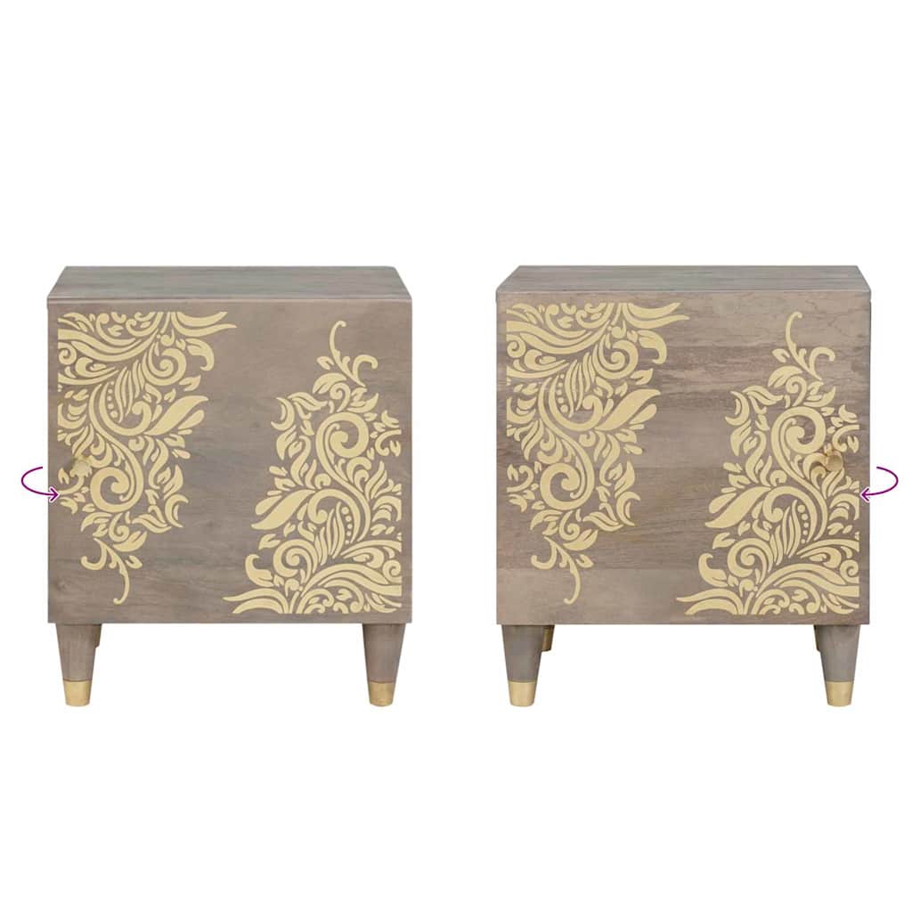 Nattbordskap 2 pcs Grå 40 x 33 x 46 cm heltre mango