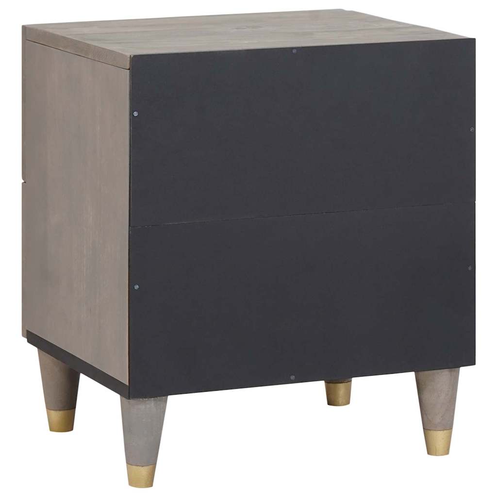 Nattbordskap med skuff 2 pcs Grå 40 x 33 x 46 cm heltre mango