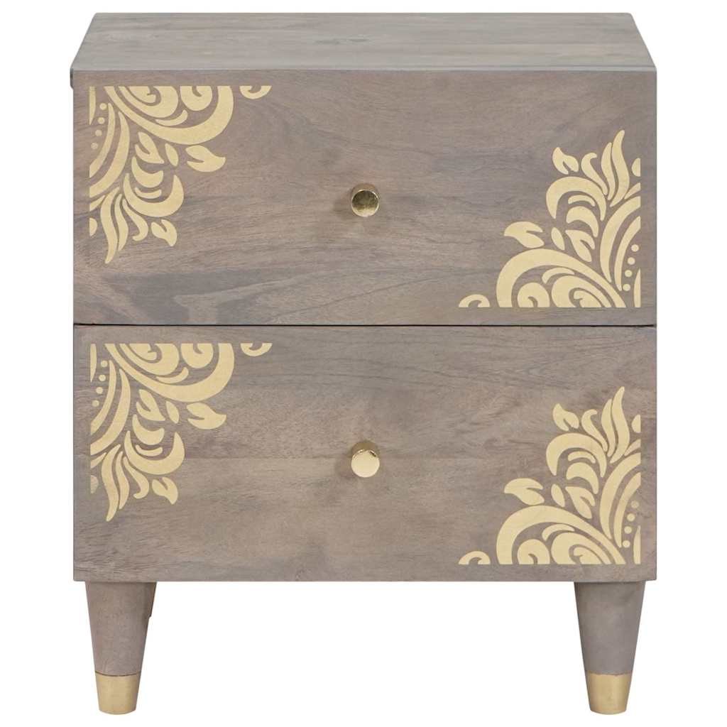Nattbordskap med skuff 2 pcs Grå 40 x 33 x 46 cm heltre mango