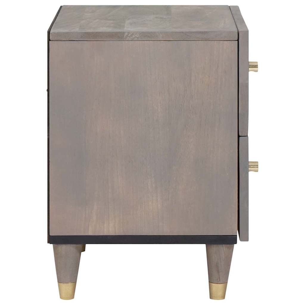 Nattbordskap med skuff 2 pcs Grå 40 x 33 x 46 cm heltre mango