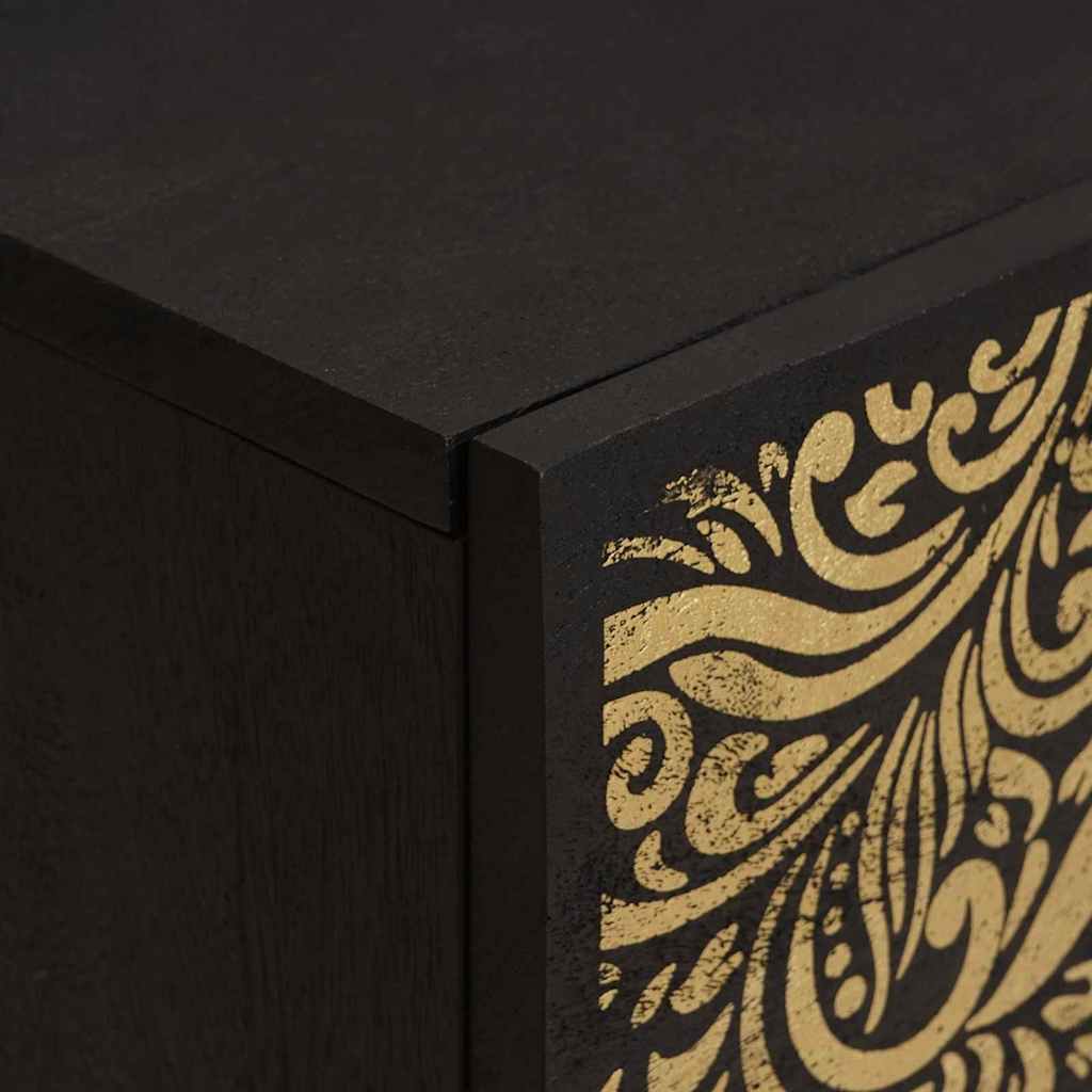 Nattbord med dør Svart 40 x 33 x 46 cm Massiv mango tre