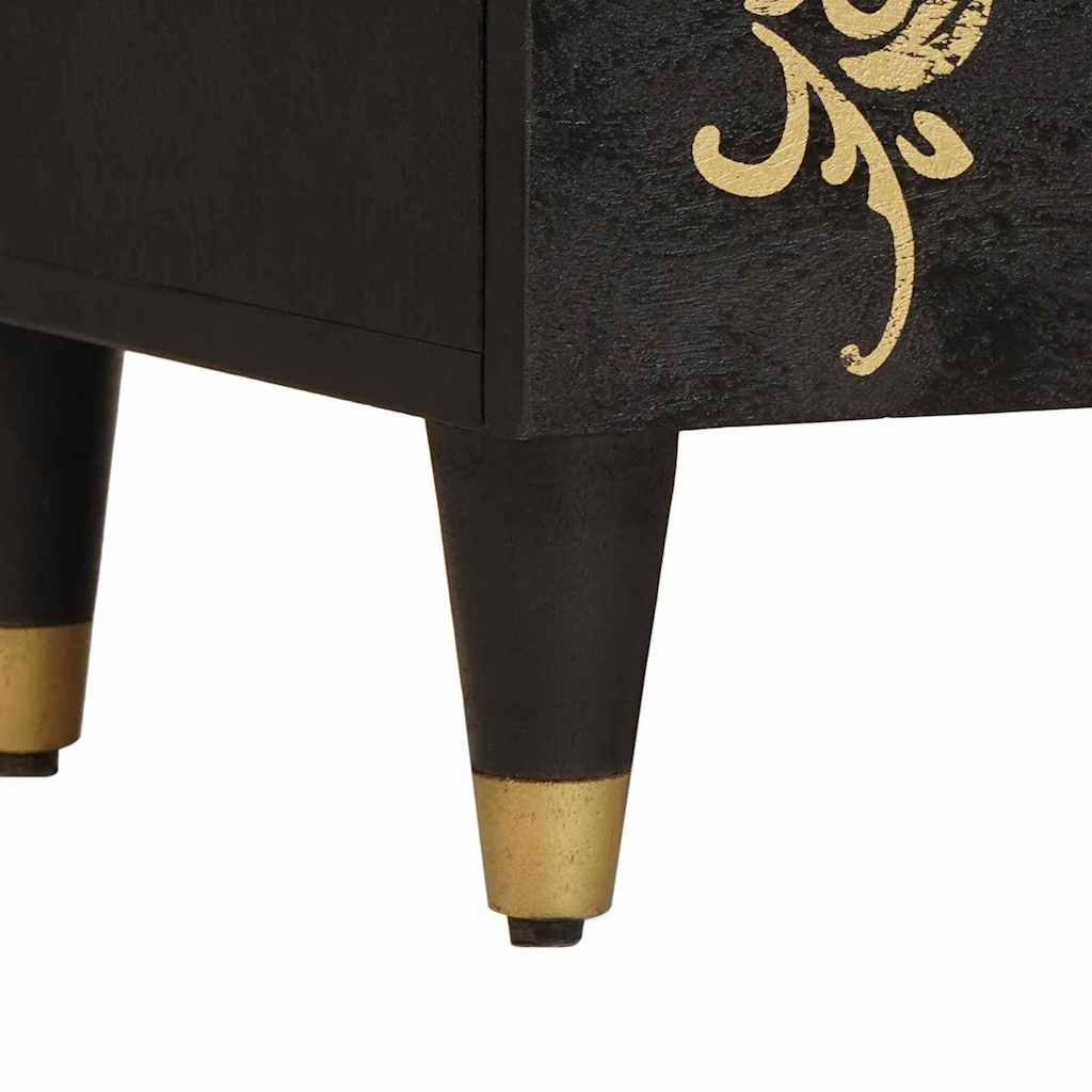 Nattbord med dør Svart 50 x 33 x 60 cm Massiv mango tre