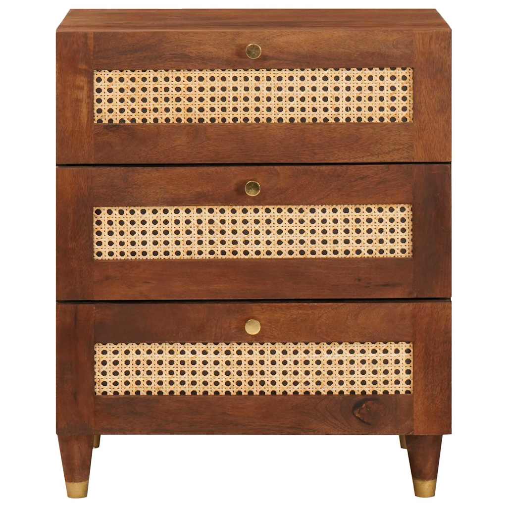 Nattbord Brun 50 x 33 x 60 cm Flette og solid mango tre