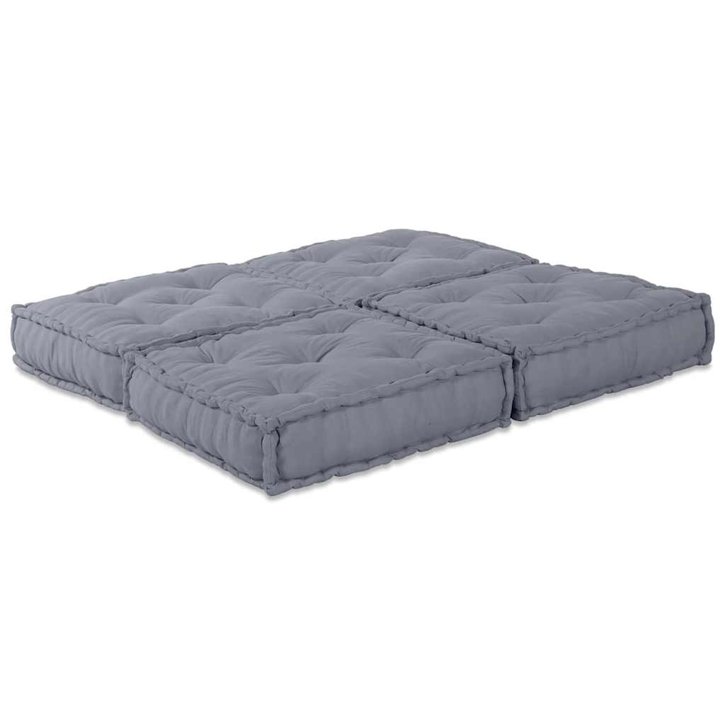 2-seters modul puff soffa konvertibel grått stoff