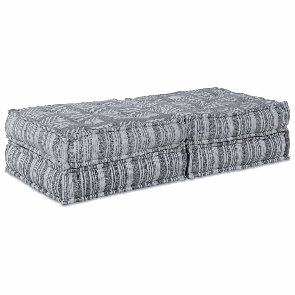 2-seters modulær pouffe sofa, konvertibel, lys grått stoff