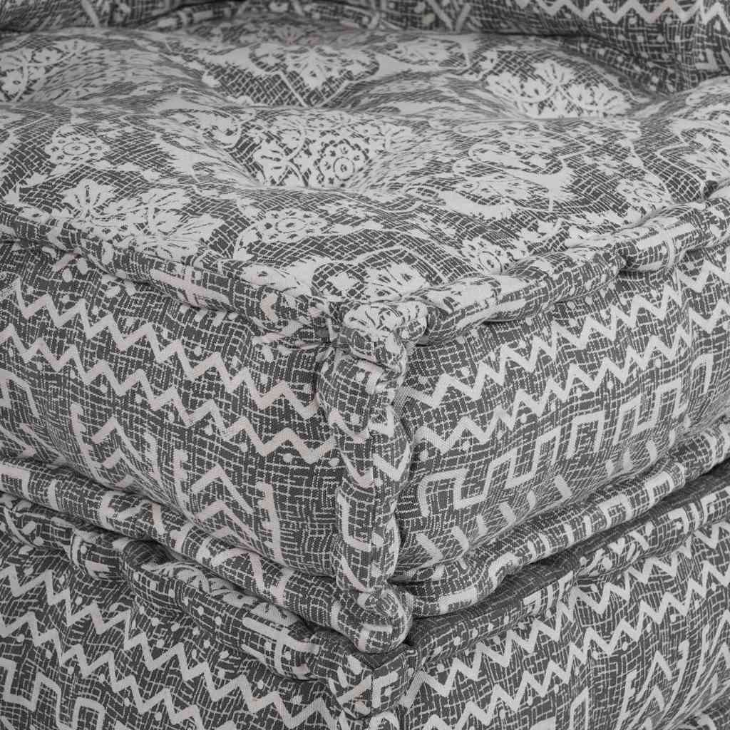 2-seters modulær pouffe-sofa i lysegrått stoff