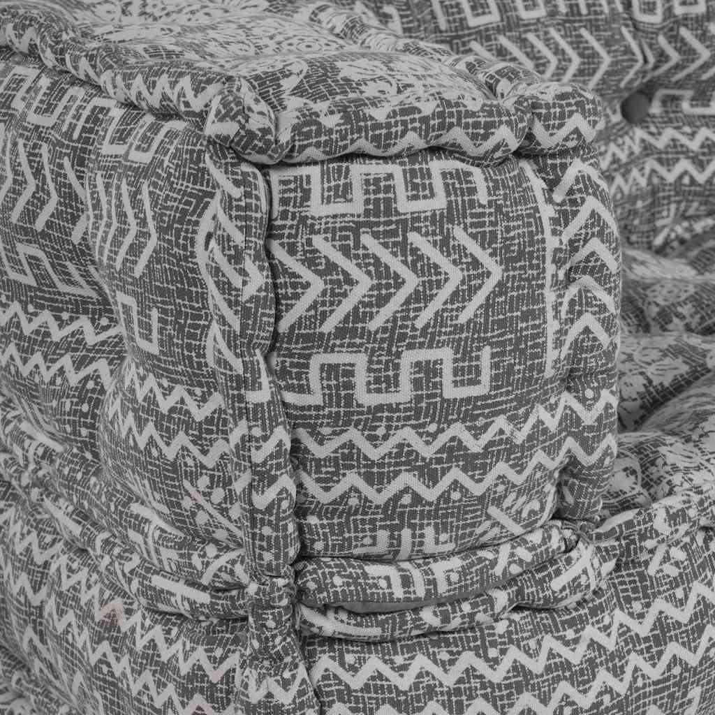 2-seters modulær pouffe-sofa i lysegrått stoff