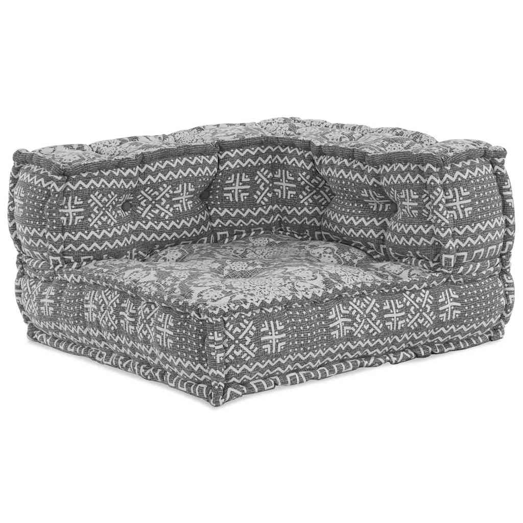 2-seters modulær pouffe-sofa i lysegrått stoff