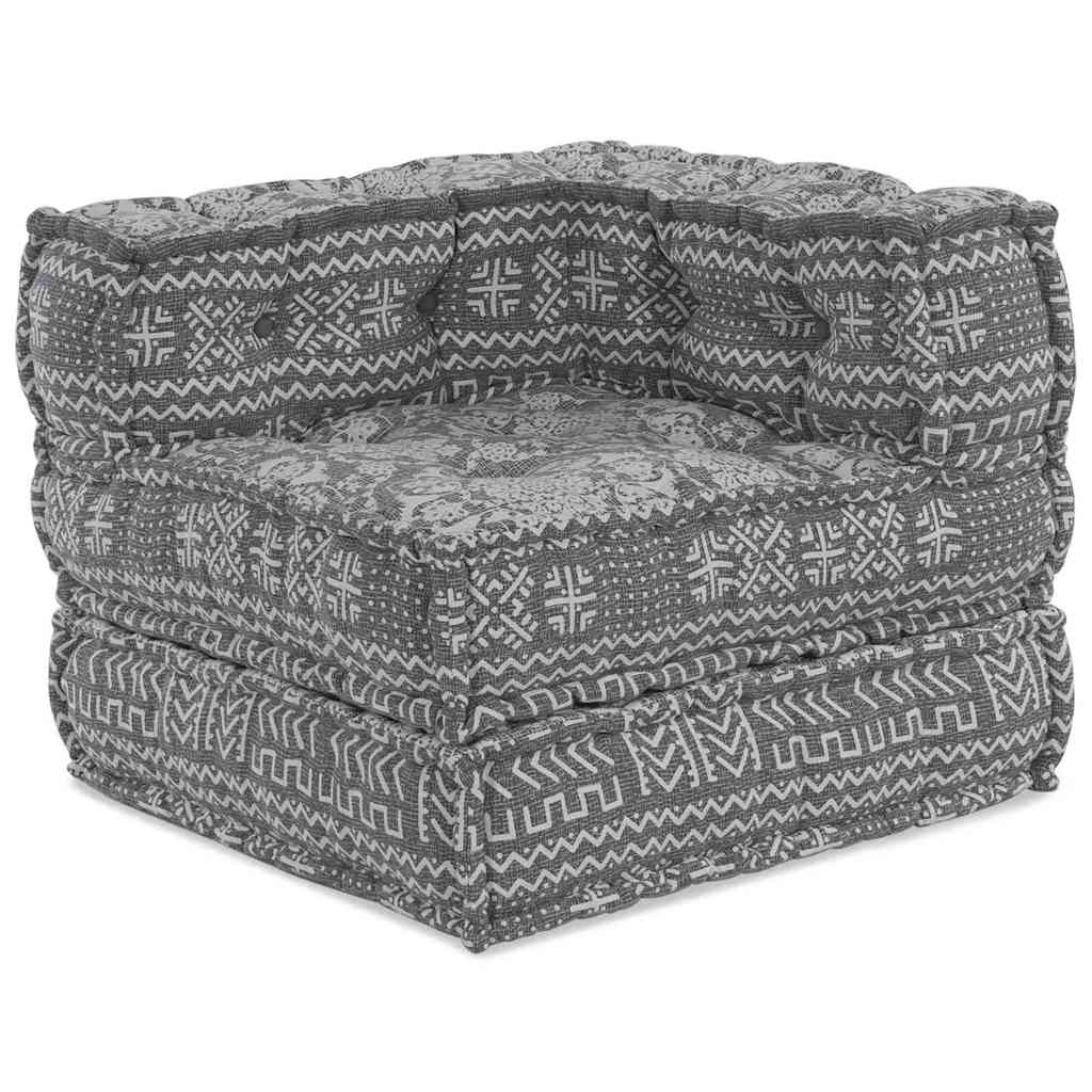 2-seters modulær pouffe-sofa i lysegrått stoff