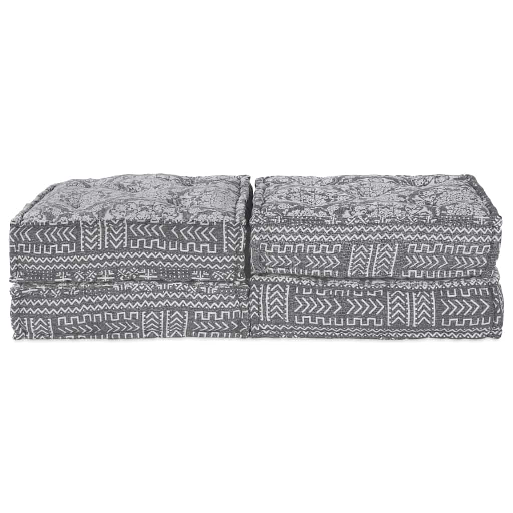 2-seters Modulert Puff Sofa Konvertibel i Lysegrå Stoff