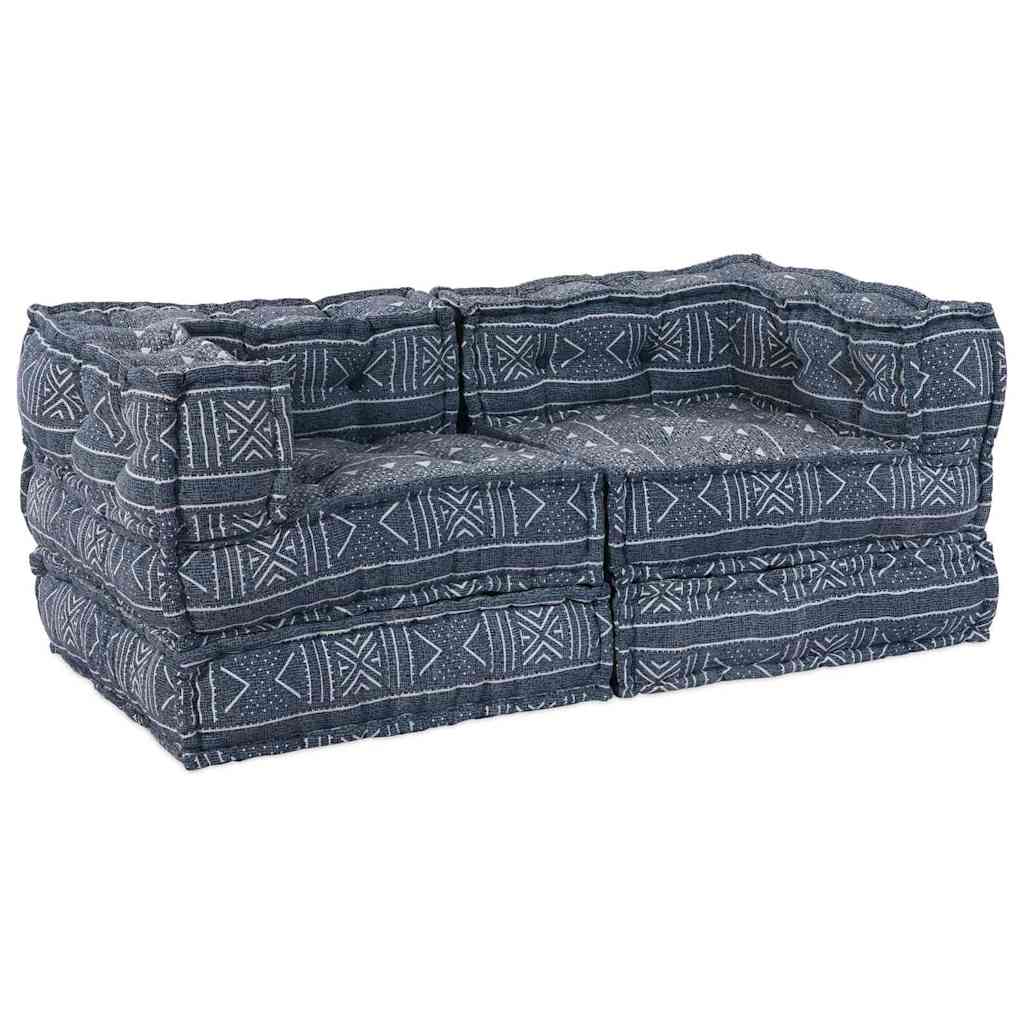 2-seters modulær pouffe-sofa konvertibel i indigo-stoff