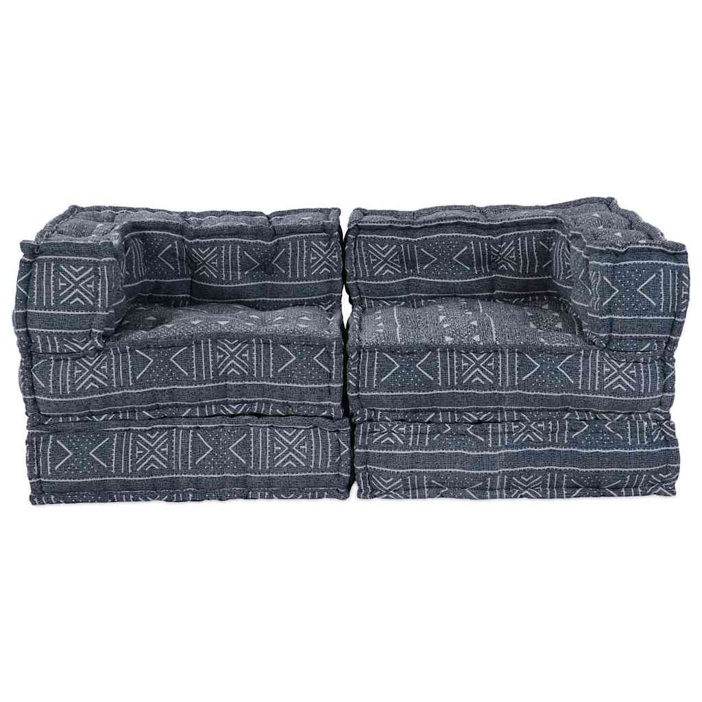 2-seters modulær pouffe-sofa konvertibel i indigo-stoff