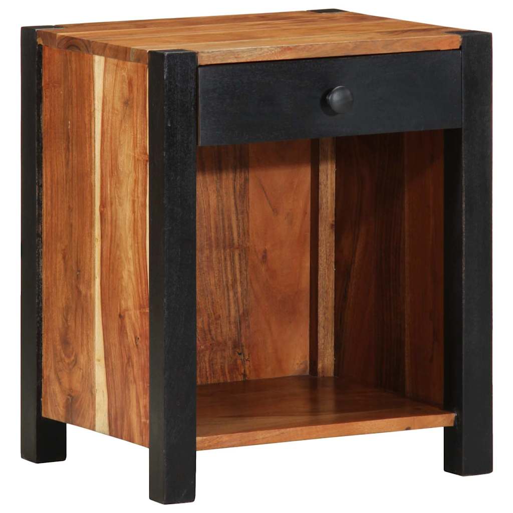 Nattbordskap med skuff 2 pcs Brun 40 x 35 x 50 cm heltre akasie