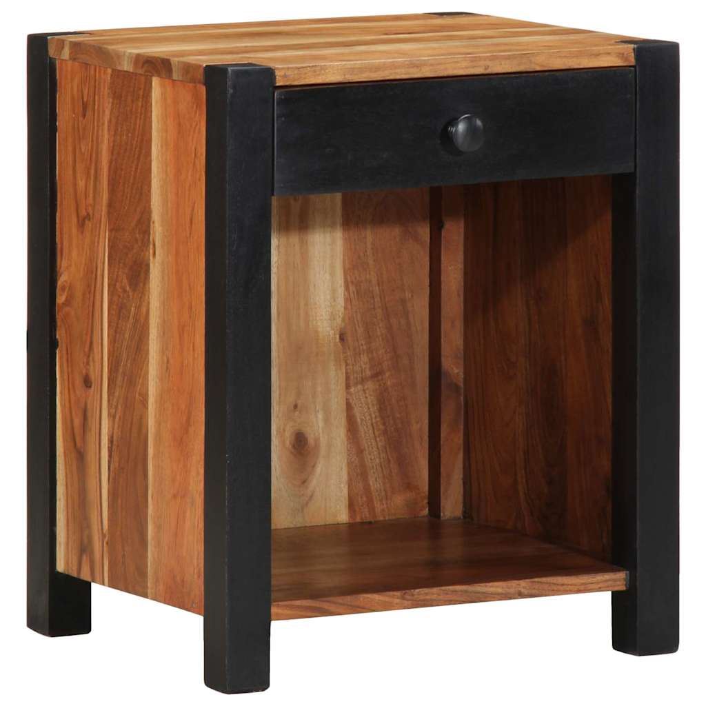 Nattbordskap med skuff 2 pcs Brun 40 x 35 x 50 cm heltre akasie