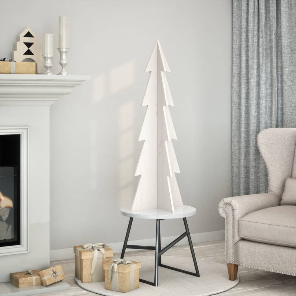 Juletre av tre til pynt hvit 112 cm heltre furu
